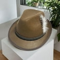 thumbnail image 6 of yotijay Fedora Hats for Men Cosplay Classic Aesthetic Winter Curled Brim Cap for Outdoor Brown, 6 of 9