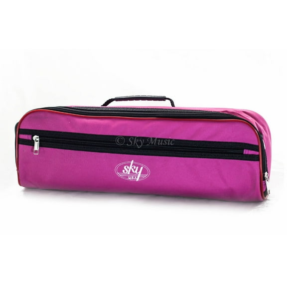 Sky Brand New C Flute Hard Case Cover w Side Pocket/Handle/Strap Pink Color