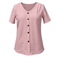 thumbnail image 6 of Womens Tops Short Sleeve Summer Tops For Women Casual Round Neck Loose Single Breasted Womens T Shirts, 6 of 6
