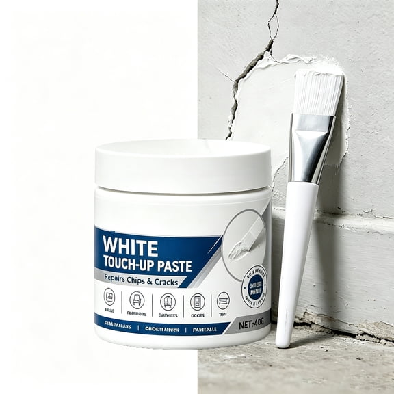 White Furniture Touch-Up Paste with Brush – 1.41 Oz Wood Repair Paste for Scratches, Filler for Tables, Cabinets & Wood Floors