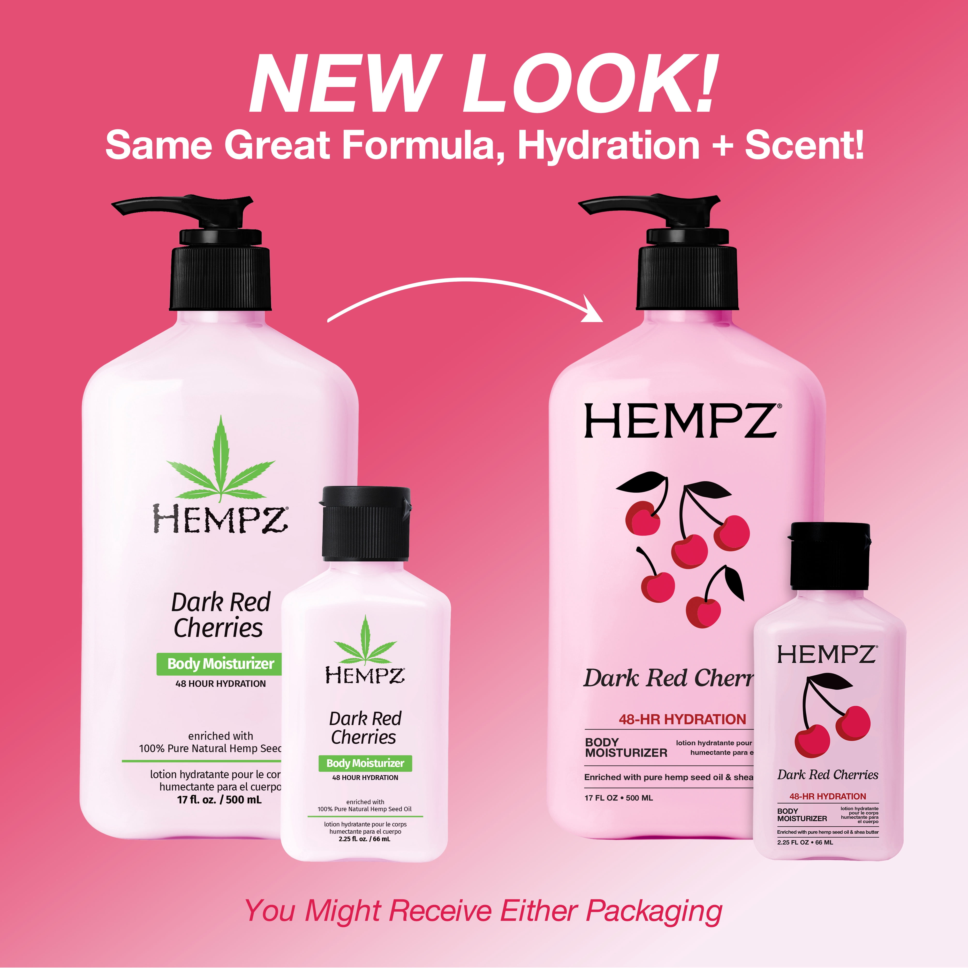 (2 pack) Hempz Dark Red Cherries Herbal Body Moisturizer Lotion, 17 fl oz
