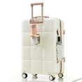 thumbnail image 5 of ABS Hard Shell Travel Luggage Set of 3 with TSA Lock,  Carry-On Luggage with USB Ports, Expandable Suitcase Set with Cup Holder, Telescoping Handle & Spinner Wheels, Beige +Gold (20'',24'',28''), 5 of 7