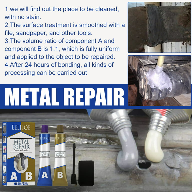 Glue for Metal Repair Magic Repair Glue Heat Resistance AB Glue Sealant  Heat Resistance Cold Weld Metal Repair Casting Glue