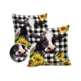 thumbnail image 2 of Outdoor Throw Pillow Cover Animal Cow Yellow Flowers Buffalo Check Plaid Waterproof Cushion Covers 2 Pack Farm Black Pillow Cases Home Decoration for Patio Garden Couch Sofa, 2 of 7