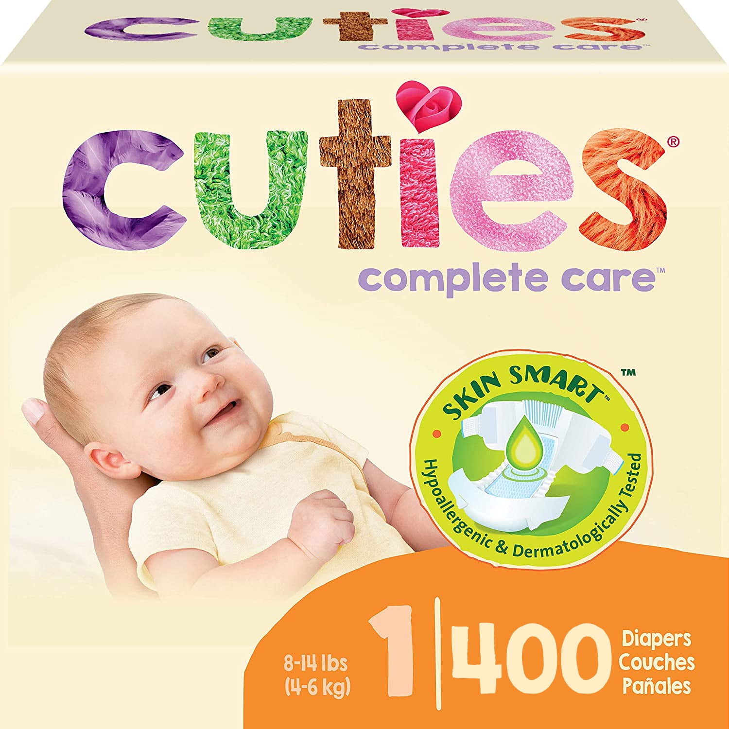 Cuties Complete Care Baby Diapers Size 1 (400 Count)