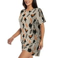 thumbnail image 3 of Womens Pajama Sets With Pocket, Painted Cute Chicken Leaves Lounge Sets Short Sleeve Sleepwear PJ Sets for Women, 3 of 6