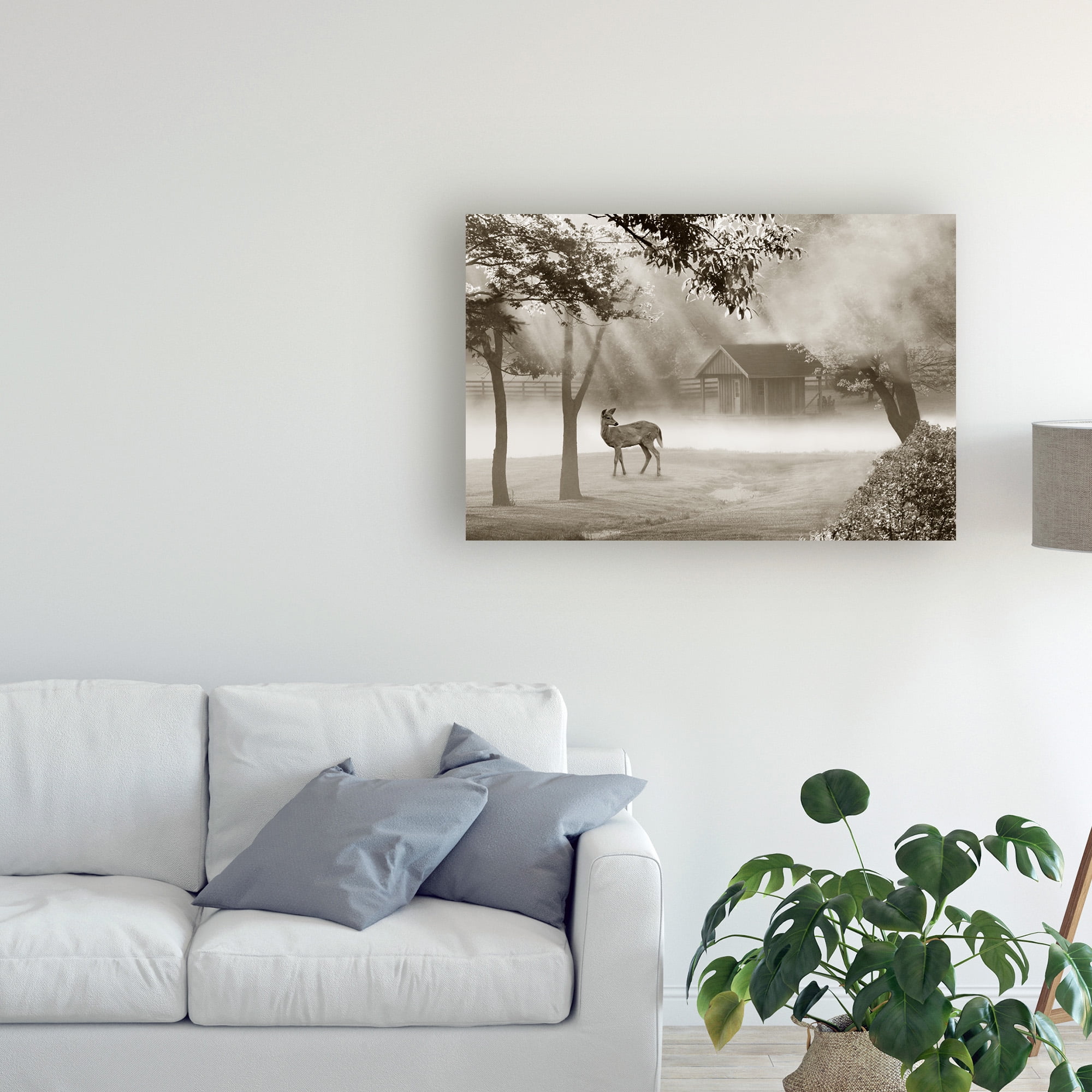 Trademark Fine Art 'Deer In Morning Mist' Canvas Art by Monte Nagler