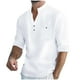 thumbnail image 2 of Blusa y camisa de manga larga con cuello alto para hombre, informal, de color liso, con botones, de media manga, con cuello alto y bolsillo, de poliéster., 2 of 8