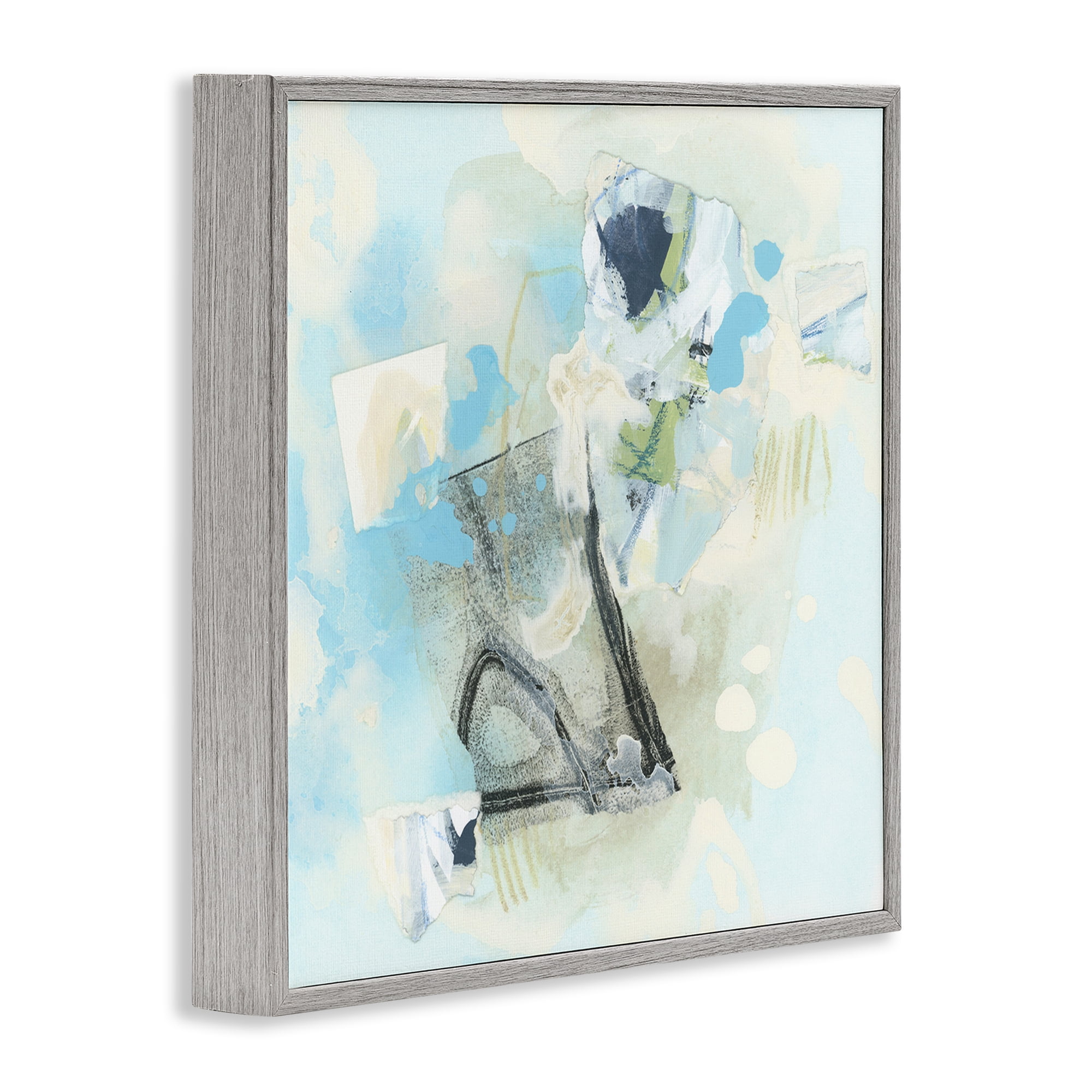 Stupell Industries Blue & Grey Abstract Abstract Painting Gray Framed Art Print Wall Art, 17 x 17