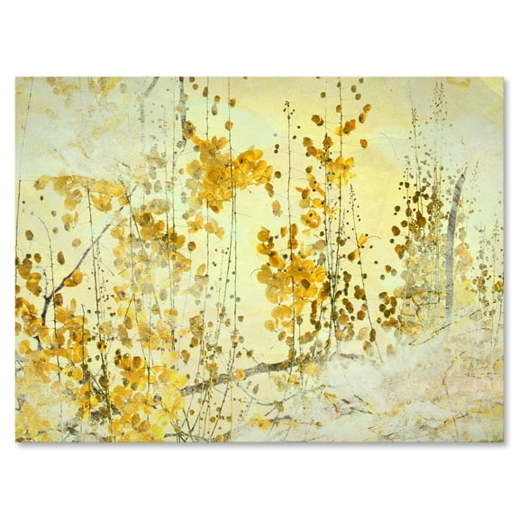 Designart ' Abstract Yellow Flower Grunge Art ' Modern Canvas Wall Art Print