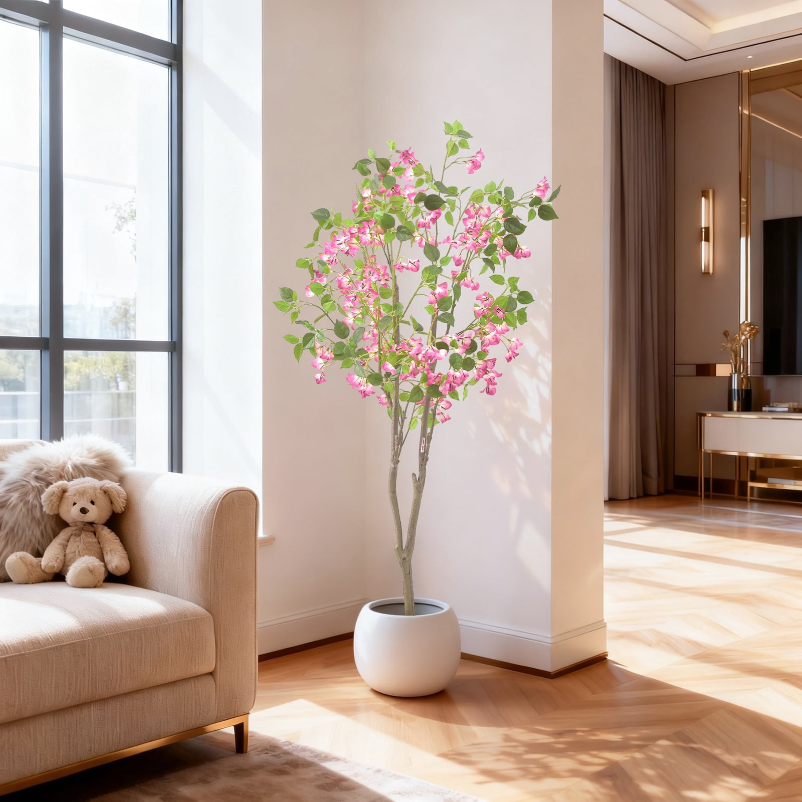 5FT Indoor Artificial Trees Faux Tree, Artificial Planter, Artificial Fake Tree Potted Flower, Thanksgiving Christmas, Artificial Plants for Home Office Wedding Party Gifts Indoor Outdoor Decor