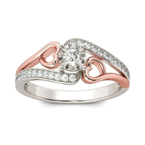 HeartsAndYou 3.5ct Round Cut Moissanite Heart Swirl Proposal Engagement Ring for Women 18k Dual Gold over Silver