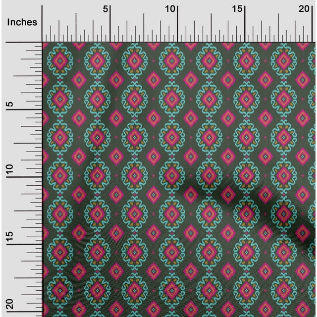 oneOone Cotton Flex Fabric Diamond & Swirl Ikat Decor Fabric Printed BTY 40 Inch Wide
