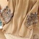thumbnail image 2 of Blusas de Manga Corta para las Mujeres, Estampado Bordado Casual Suelto Moda Camiseta de la Blusa Hecha de la Mezcla de Algodón Lino para la Primavera Verano, Blusas para las Mujeres Casual, 2 of 5