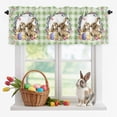thumbnail image 2 of Valance for Windows,Easter Rabbit Colorful Eggs Chicken Valances Curtain Rod Pocket Valance for Kitchen Bedroom Living Room,Spring Florals Green Lattice Short Curtains Window Treatment 42x12in, 2 of 9