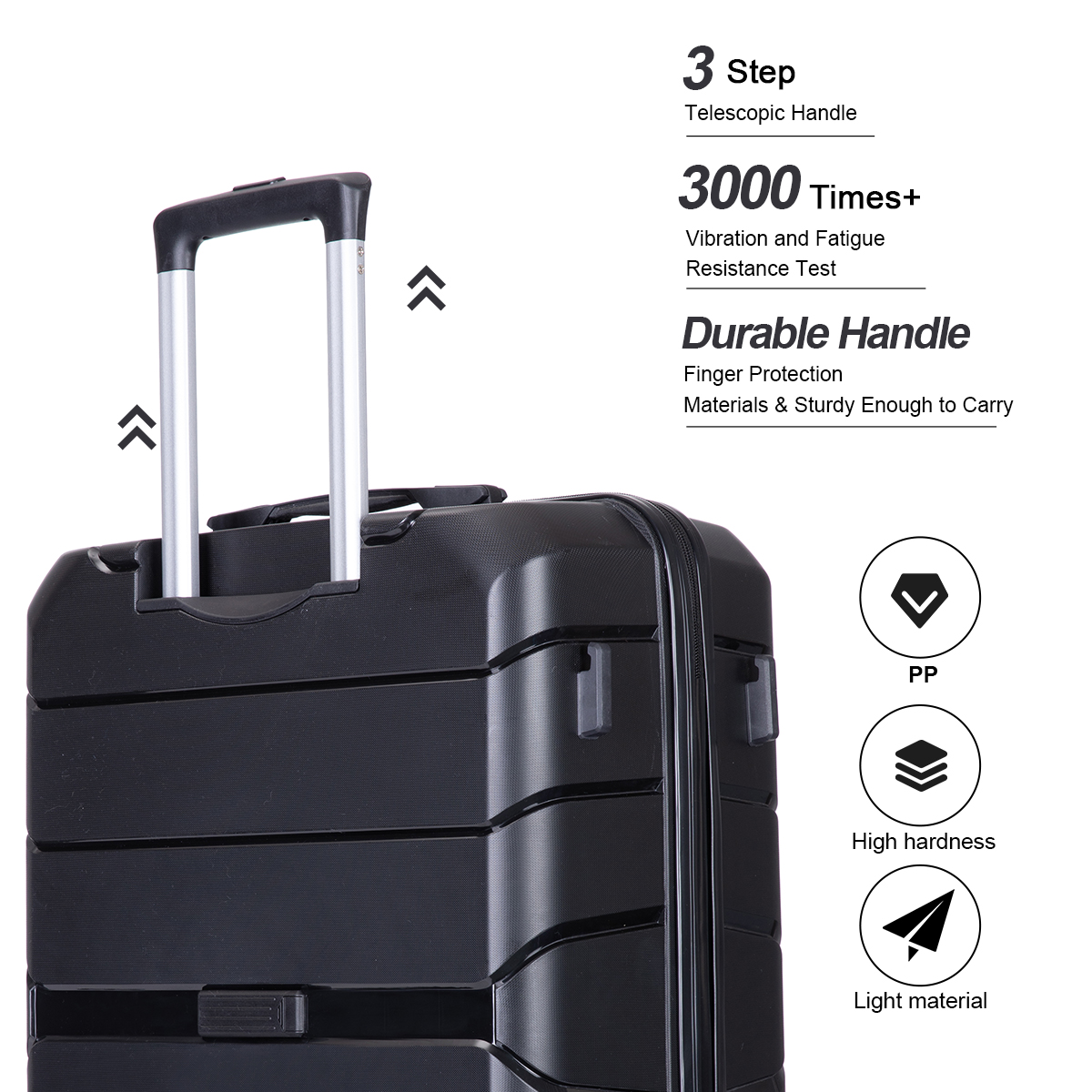 Travelhouse 3 Piece Luggage Set Hardshell Lightweight Suitcase with TSA Lock Spinner Wheels 20in24in28in.(Black) - image 4 of 8