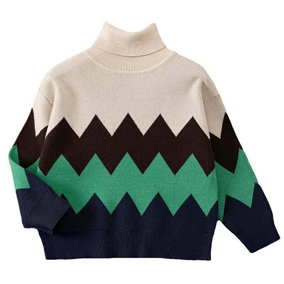 LOVZFMLL Chandails pour Garçons, Chandail Col Roulé Côtelé, Vêtements d'Automne Décontractés Preppy Essentiels Confortables et Extensibles, Hauts Chauds d'Hiver pour Garçons de 4-5 Ans