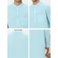 thumbnail image 6 of Unique Bargains Men's Banded Collar Nightshirt Sleep Shirt Nightgown L Blue, 6 of 6