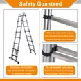 BOWEITI 16.5FT One-buttom Retraction Multi-Purpose A-Frame Telescoping Extension Stainless Steel Ladder with 2 Triangle Stabilizers & Wheels, 330lb Capacity