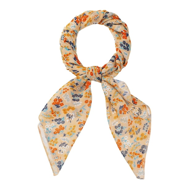 Bufandas de gasa para mujer - 27.6 X27.6 - Pañuelo cuadrado con estampado floral Pañuelo para el cuello Pañuelo para el cuello Naranja claro 70x70cm/27.6x27.6 inches(LxW)