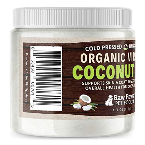 Raw Paws Organic Virgin Coconut Oil for Dogs & Cats, 4-oz - Supports Immune System, Digestion, Oral Health, Thyroid - All Natural Allergy Relief for ...