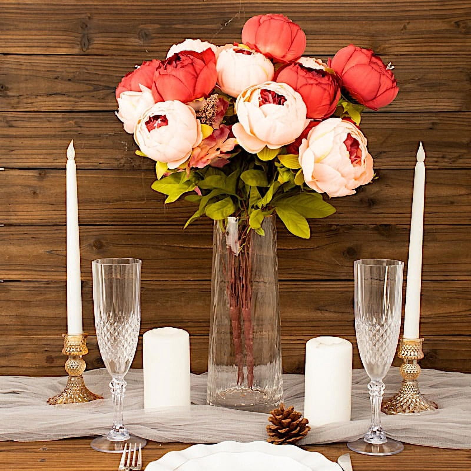 BalsaCircle 2 Bouquets Burgundy Dusty Rose 19 in Artificial Peony Flowers Silk Floral Bushes Party Events Decorations Supplies