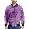 thumbnail image 3 of Chaqueta con cremallera y estampado de flores de rosas para hombre, abrigo con estampado floral en 3D de plantas, chaquetas informales de gran tamaño, ropa de calle, mangas largas, 3 of 5