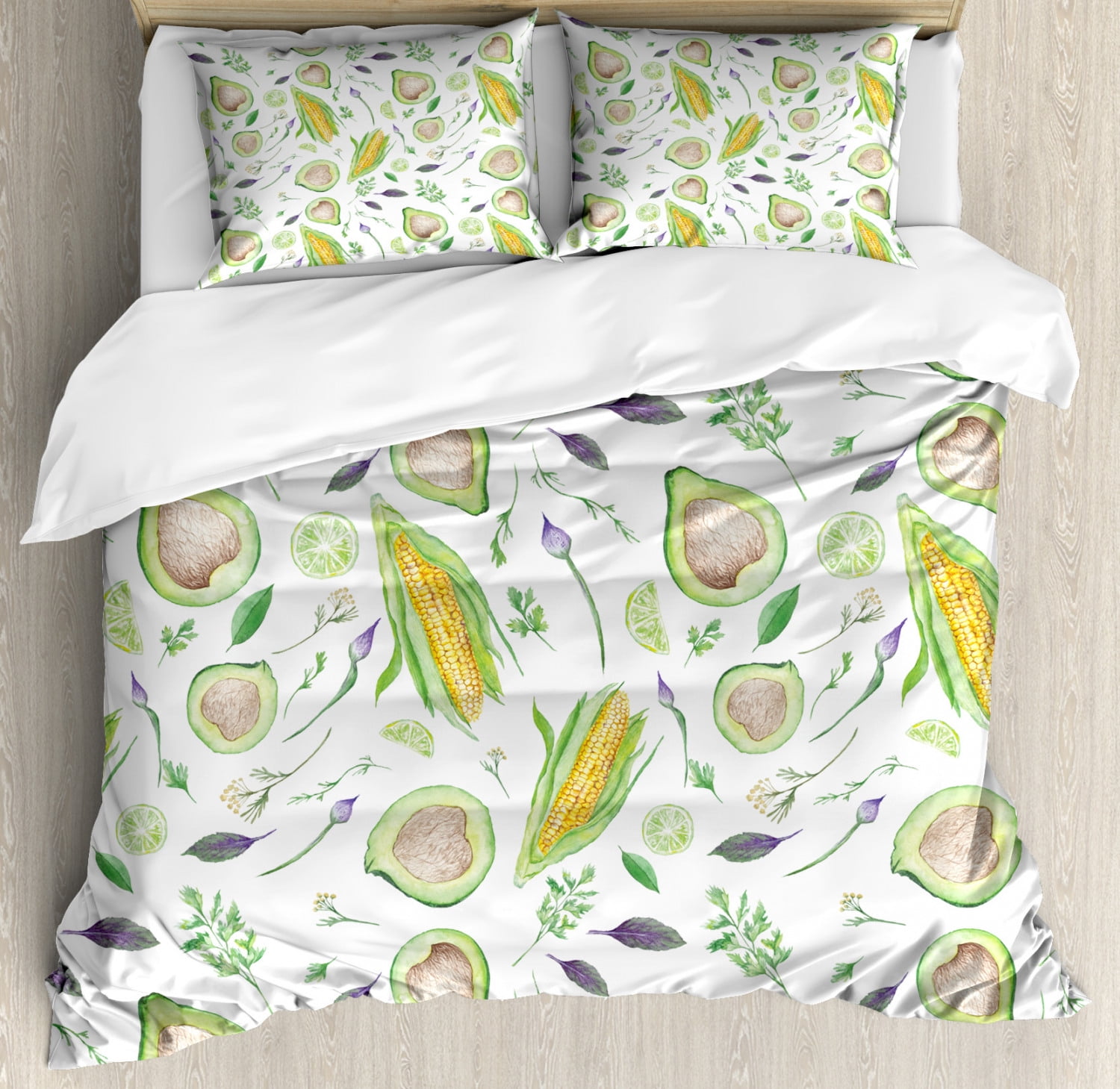 Vegan Duvet Cover Set King Size, Fresh Salad Ingredients Avocado Corn