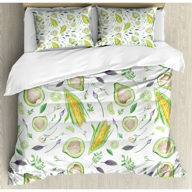 Vegan Duvet Cover Set King Size, Fresh Salad Ingredients Avocado Corn