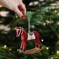 thumbnail image 6 of Christmas Ornament, Vintage Christmas Decoration, Resin Rocking Horse Pendant for Holiday Tree Decor, Small Dimensional Festive Ornament for Home, Wedding, Party, White Green Red, 6 of 6