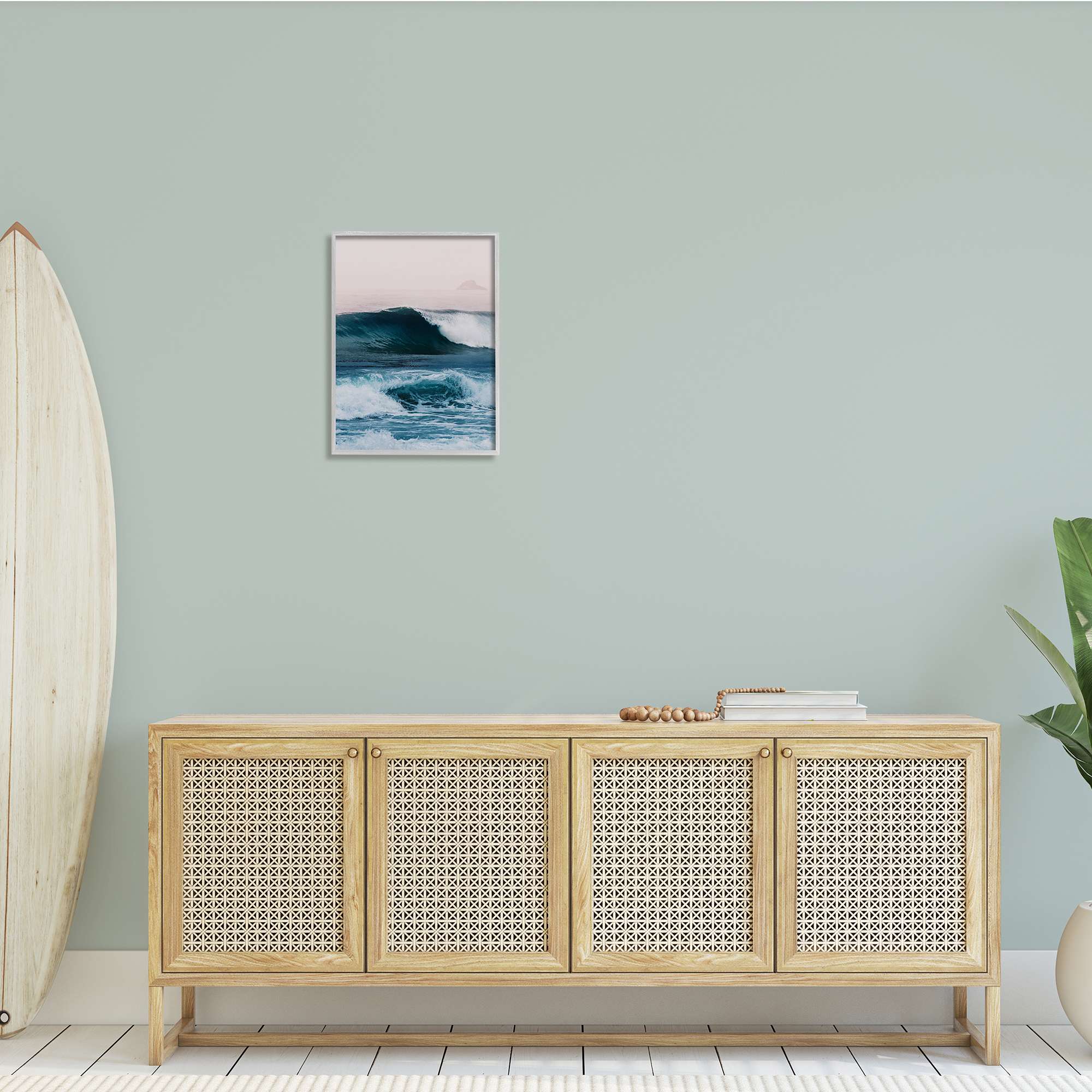 Stupell Indtries Crashing Surf Waves Ocean Beach Scene Distant Cliffs,16 x 20,Design by Ian Winstanley