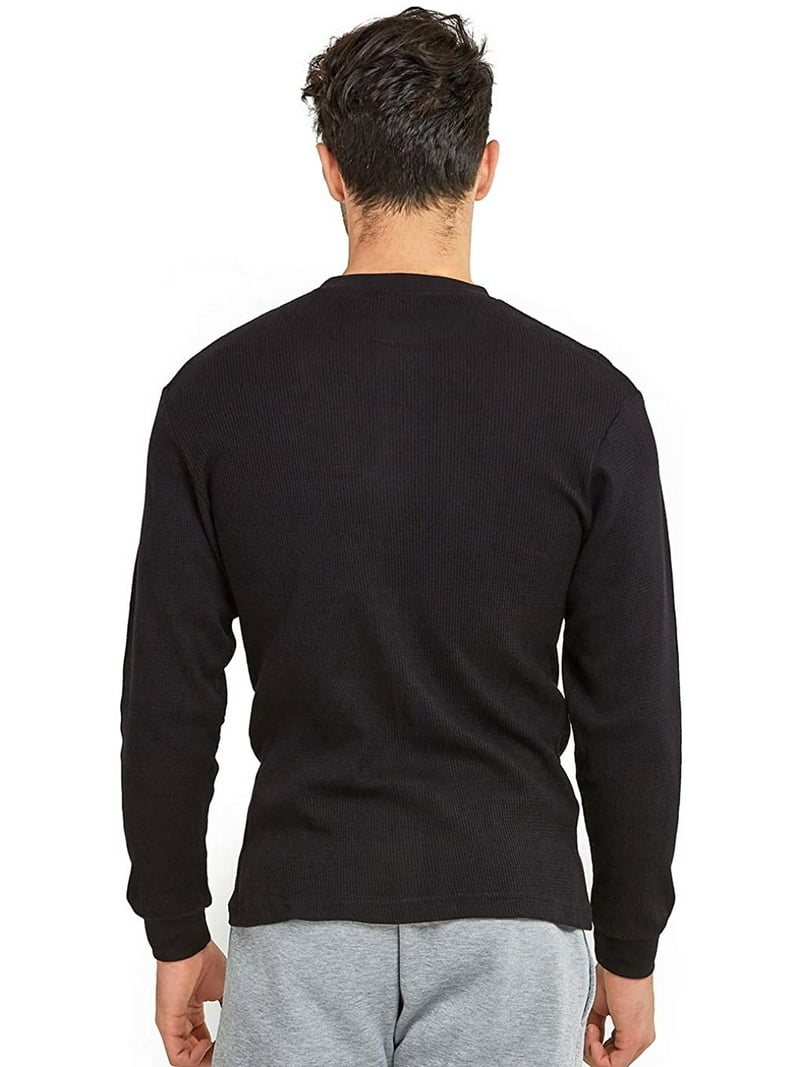 Men's Classic Waffle-Knit Heavy Thermal Top L, Black