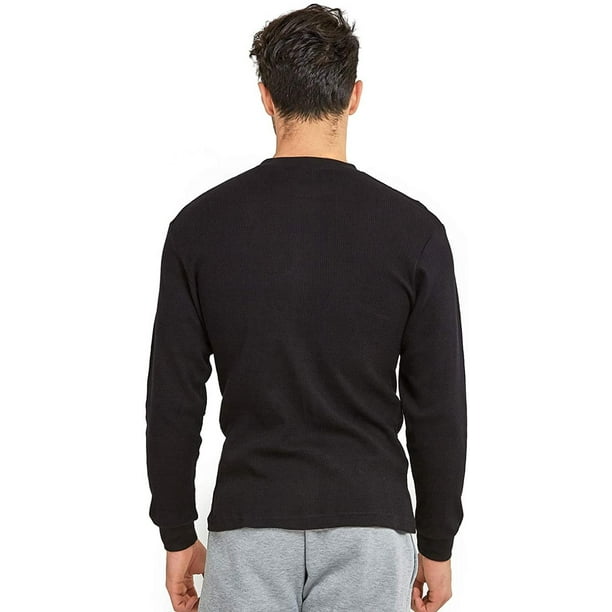 トップス carorie HEAVY WEIGHT THERMAL KNIT BLACK Men's Classic Waffle-Knit Heavy Thermal Top L, Black