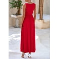 thumbnail image 2 of Vestido largo PRETTYGARDEN para mujer 2025, sin mangas, con volantes, rojo, 2 of 8