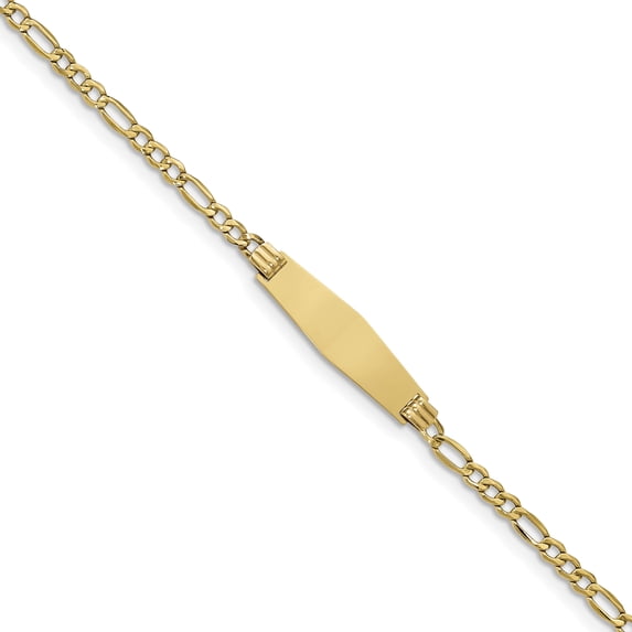 Beautiful 14k Semi-solid Soft Diamond Shape Figaro Link ID Bracelet