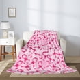 thumbnail image 2 of Rateoe Breast Cancer Ribbons Awareness Pattern Flannel Throw Blanket, Ultra-soft Blanket for Bed, Couch, Car, Hypoallergenic Anti-pilling blanket-80"x60"(Vertical), 2 of 6