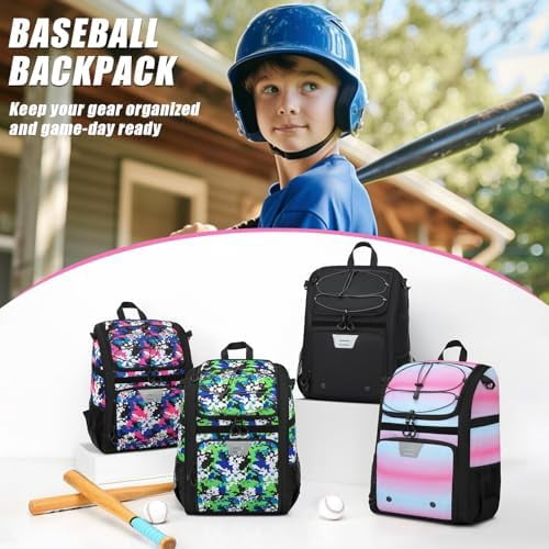 Voylla Youth Baseball Bag, Softball Bag for Girls & Boys, Kids Baseball Backpack with Shoes Compartment, 2026 Upgrade Design, Pro-Grade Storage