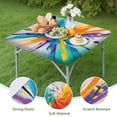 thumbnail image 4 of Colorful Double Burst Paint Pattern Square Fitted Tablecloth with Elastic Edge,Square Table Cover,Washable Elastic Table Cover for Home Kitchen Party Decor 34"x34", 4 of 6