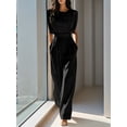 thumbnail image 4 of Jaimenalin Women'S 2 Piece Outfit Set with Mock Neck Crop Top and Palazzo Pants for All Occasions, 4 of 5