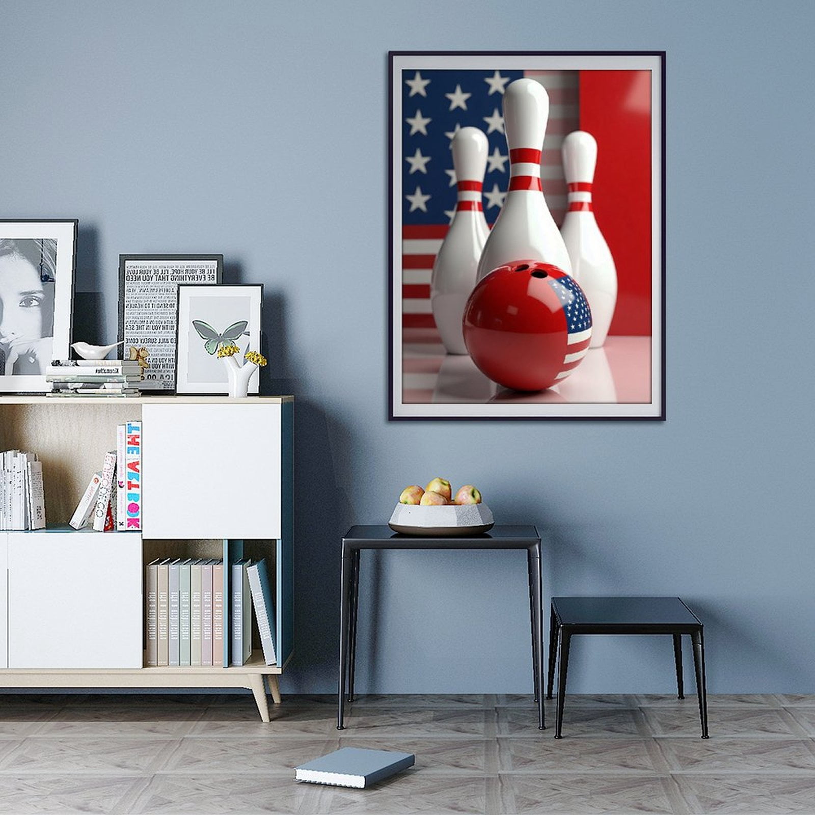 Diamond Art Kits for Adults - Modern Bowling Print No.13 5D Frameless Dimond Painting Kit for Adults Beginner, Round Diamond Kits for Home Wall Decor, Gift for Women