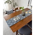 thumbnail image 5 of Nvzi Triangle Tassel Table Runner Green Wave Nordic Jacquard Geometric Table Flag Tassel Fashion Tea Flag Meal Flag Long Strip Polyester Cotton Tablecloth,Blue 11.81*55inch, 5 of 5