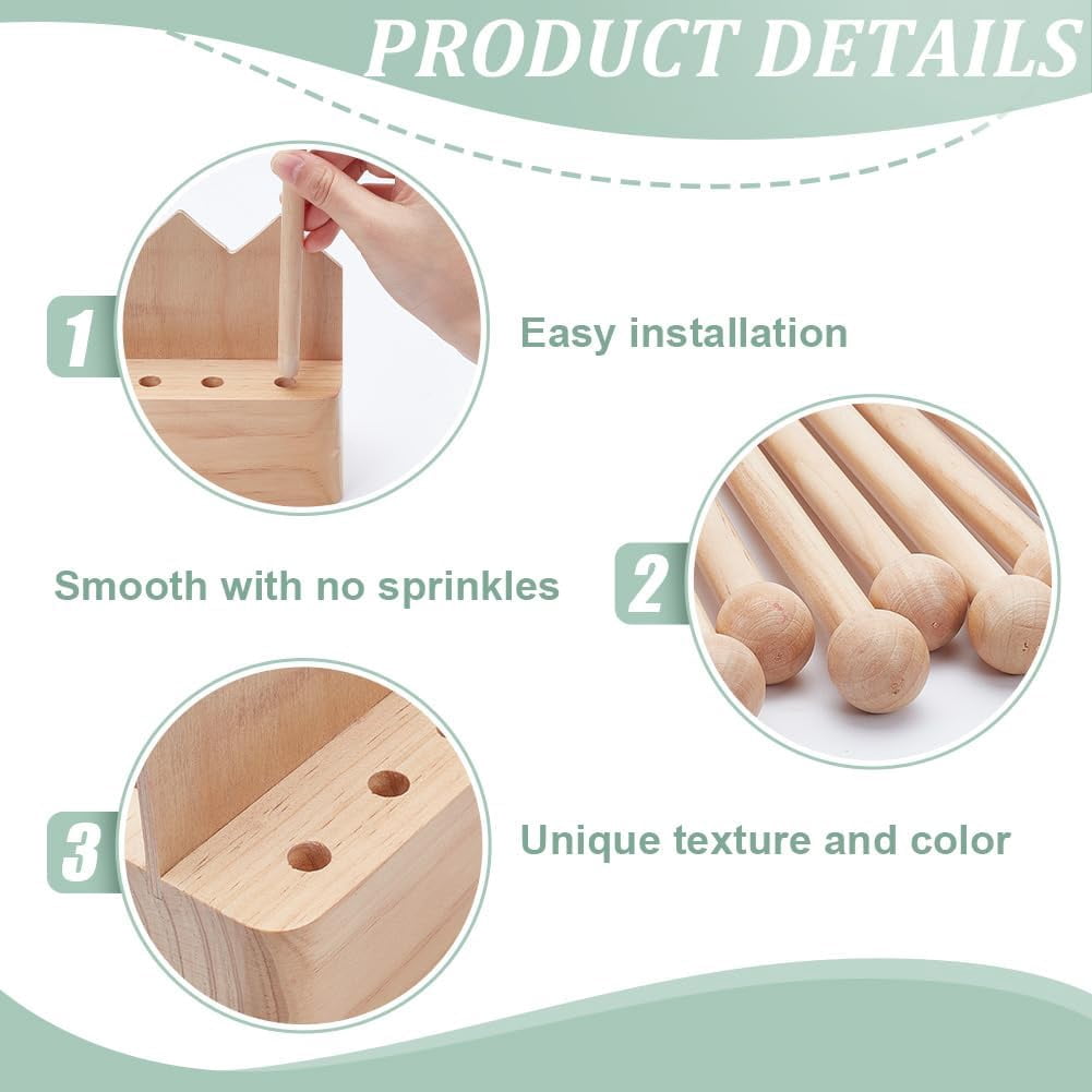 1 Set Plastic Bag Drying Rack Reusable Bag Cup Drainer Holder with 8 Sticks Pinewood Drying Rack for Drying Food Storage Bags Drinking Cups Bottles Dishcloths