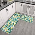 thumbnail image 3 of Floral Lemon Rugs and Mats Non Skid Washable Absorbent Microfiber Soft Kitchen Mat for Floor Set Of 2 Decor Stain Resistant 17"x47"+17"x30", 3 of 7