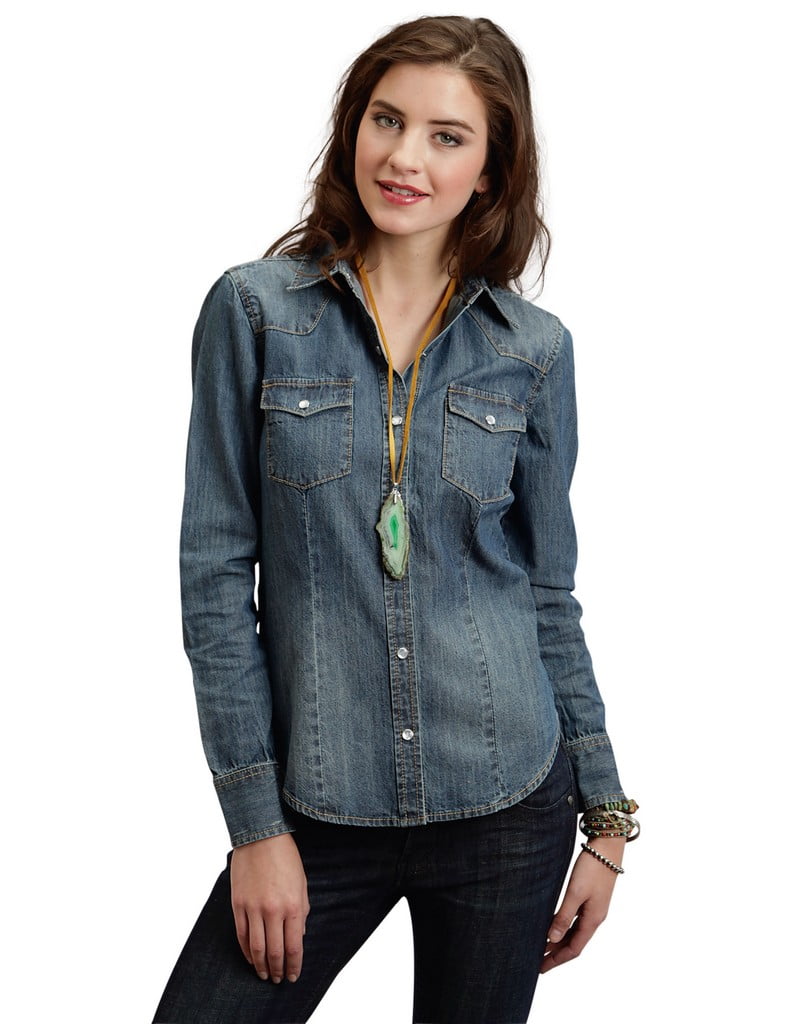 denim shirt womens walmart