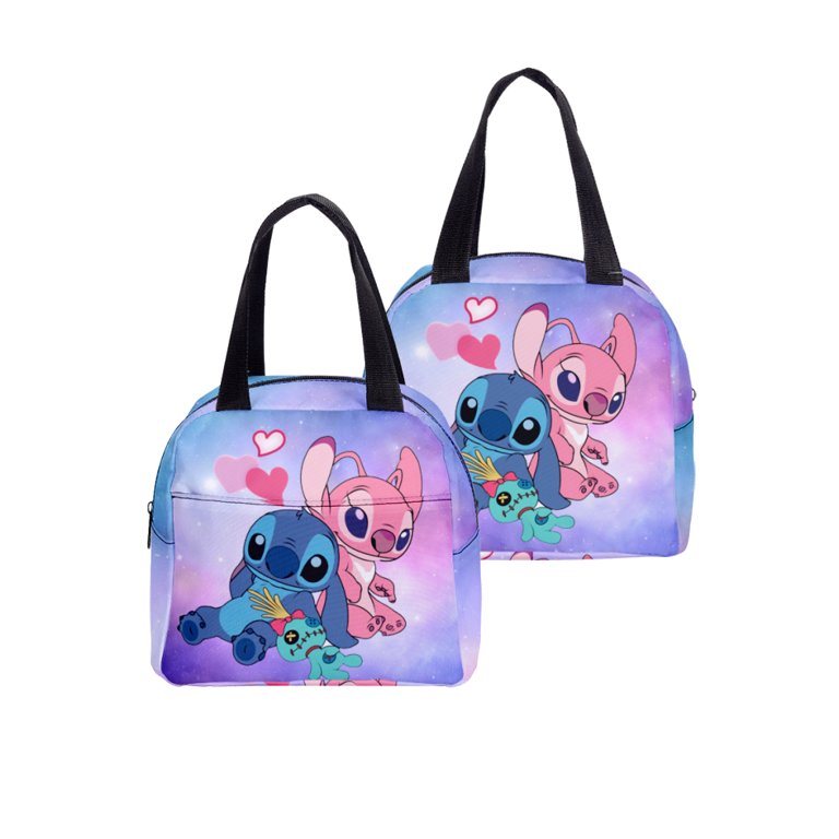 Disney Stitch Cartoon Portable Lunch Box Child Student Hermetic Bento Box  Office Portable Double Layer High