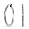 thumbnail image 4 of LeCalla 925 Sterling Silver Hoop Earrings for Women Hypoallergenic Diamond Cut Earring Hoops for Women 40MM, 4 of 6