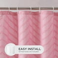 thumbnail image 2 of Zrodlmo Boho Chevron Textured Fabric No Hook Shower Curtain,Farmhouse Tassel Bathroom Curtain with Hooks,72"x 72",Pink, 2 of 7