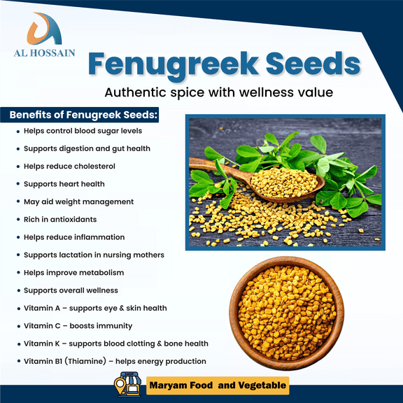 Al Hossain Fenugreek Seeds Whole 250g – Premium Natural Methi Seeds, Tested for Heavy Metals, Vegan, Gluten-Free, Non-GMO, Aromatic Spice for Cooking, Pickles & Herbal Use
