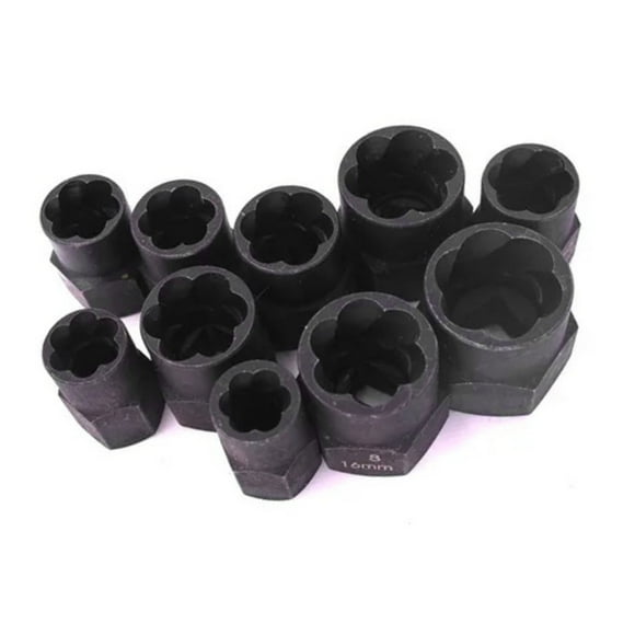 Uadme Ensemble D'extracteurs D'écrous, Ensemble De 10 Extracteurs De Boulons, Outil De Retrait Noir Haute Résistance en Acier Au Vanadium avec Boîte en Aluminium