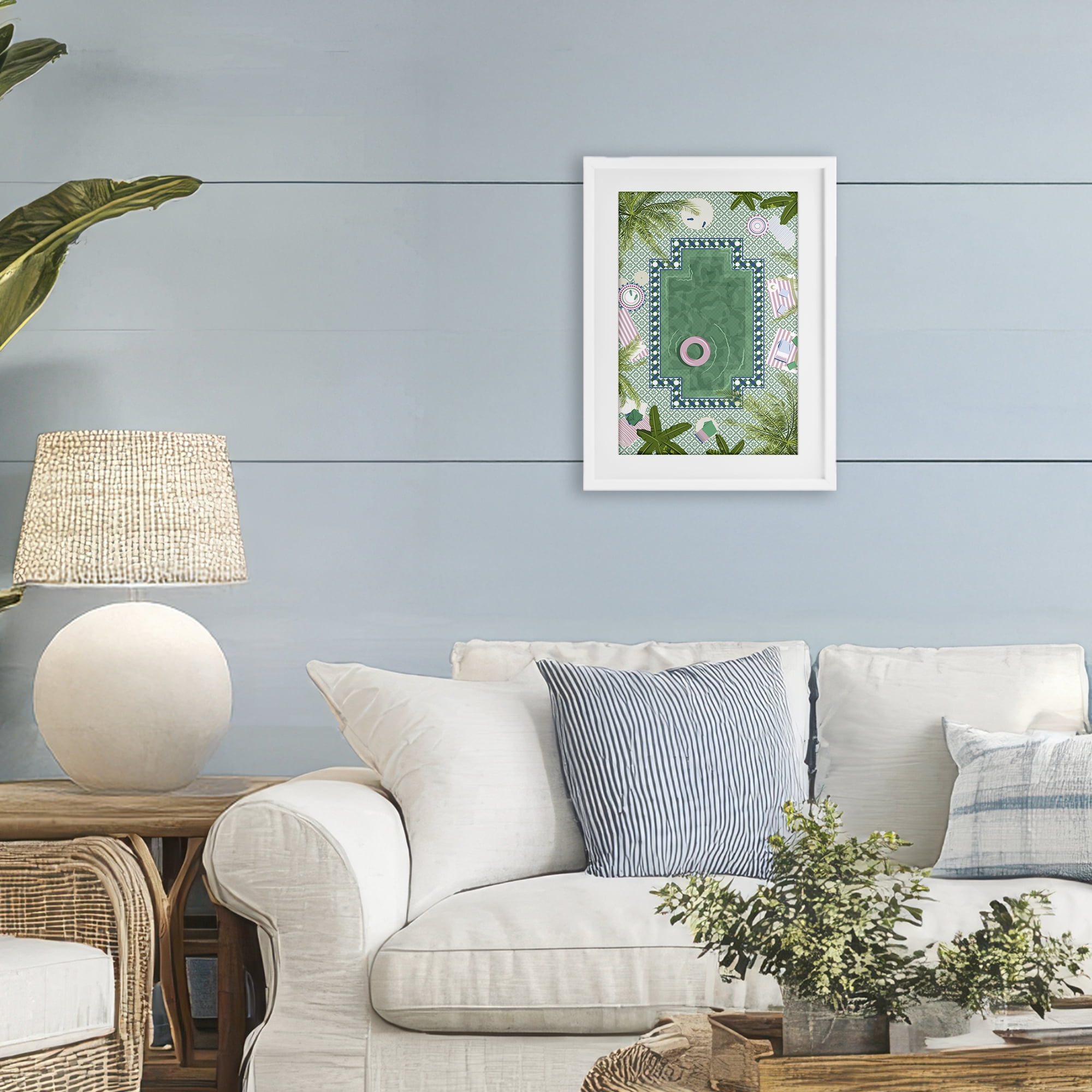Stupell Industries Morocco Riad Pool White Framed Print Under Glass, design by Vero Illustrates